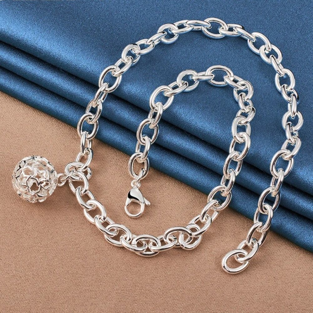 18 Inch O-Ring Chain With Hollowed & Carved Ball - Picture 6 of 7
